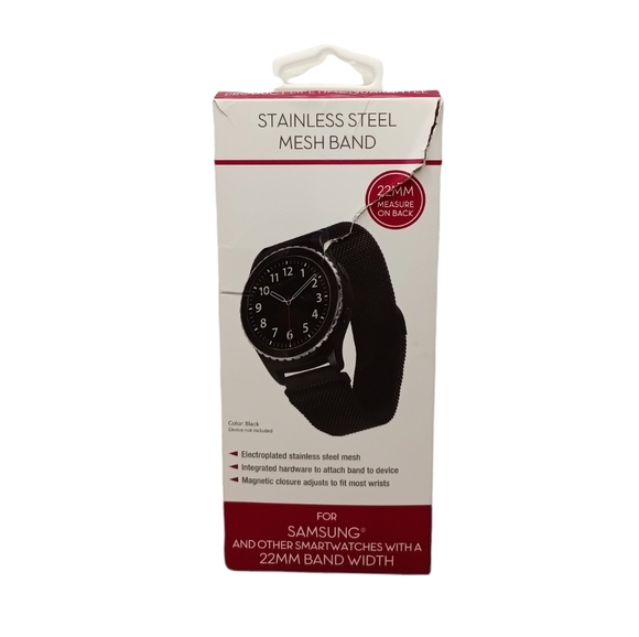 🌸WITHit Black Stainless Steel Mesh Band for 22mm Samsung Universal Smartwatch - Picture 1 of 7